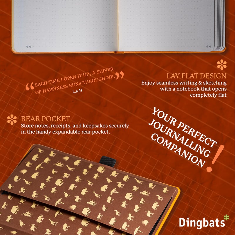 Dingbats* Notebooks Dingbats* Earth Dotted Writing Journal Notebook A5 - Vegan Leather Hardcover - Ideal for Work, Travel - Pocket, Elastic Closure & Bookmark - Image 5